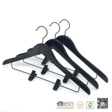 Hh Black Adjustable Clips Wooden Suit Clothes Hangers